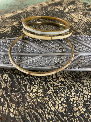 Band of Three Bangle Bracelets Bone and Ivory