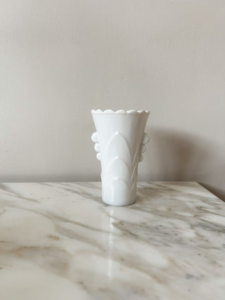 3"Wx5"H White Art Deco Vase