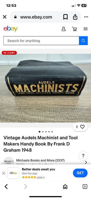 Vtg Audel's Machinist and Tool Makers Handy Book-by Graham-1950