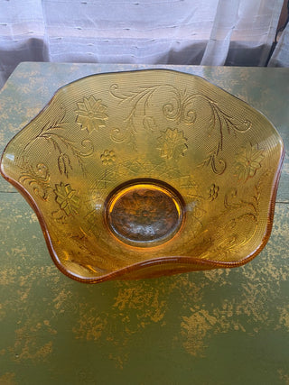 Vintage Amber Glass Salad Bowl