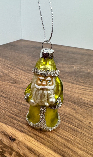 Vintage themed Glass Santa Ornament 4"
