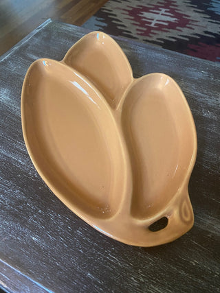 Vtg Ceramic Divided Leaf Serving Platter-ty
