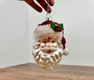 5.25" Glass Santa Head Ornament