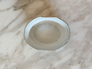 4"Lx3"Wx1.75"H Gold-Trimmed Porcelain Bowl