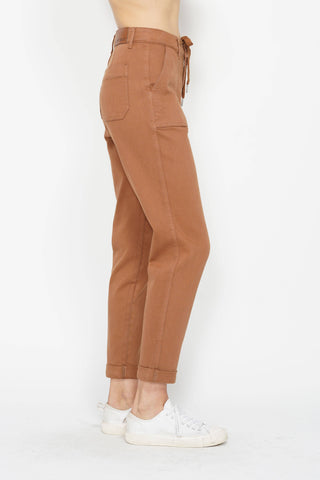 Judy Blue Burnt Orange High-Waisted Garment-Dyed Cuffed Joggers 5(27)