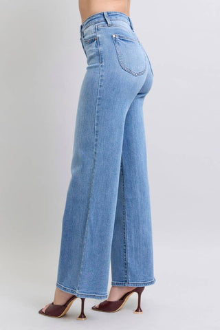 Judy Blue High-Waisted Vintage Wash Retro Wide Leg Jeans - 7(28)