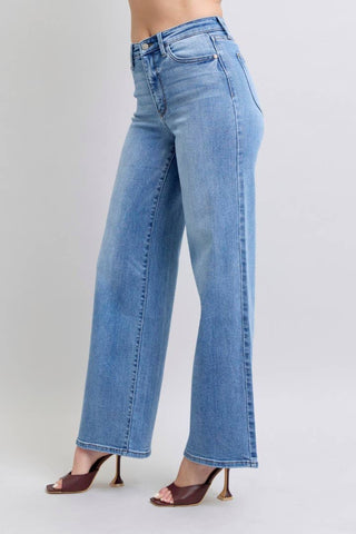 Judy Blue High-Waisted Vintage Wash Retro Wide Leg Jeans - 9(29)