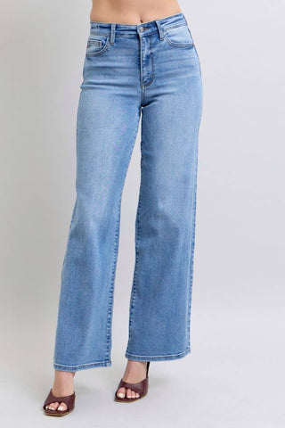 Judy Blue High-Waisted Vintage Wash Retro Wide Leg Jeans - 9(29)