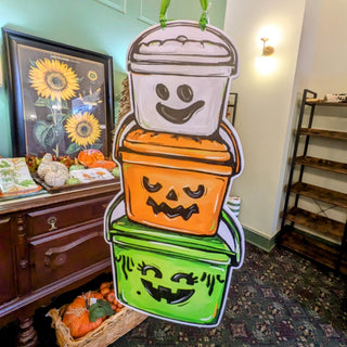 Happy Halloween Buckets Door Hanger Price is Firm