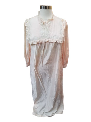 Barbizon 1X Vintage Cuddleskin Pink Satin Brushed Cotton Princess Nightgown