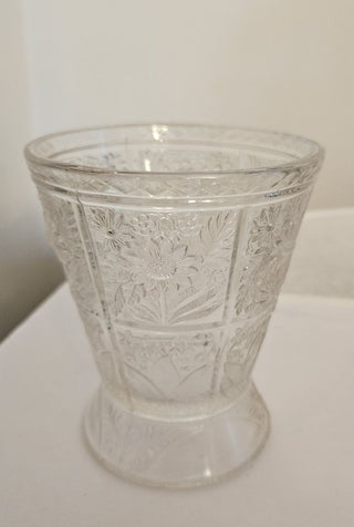Vintage Pressed Glass Vase with Flower Pattern