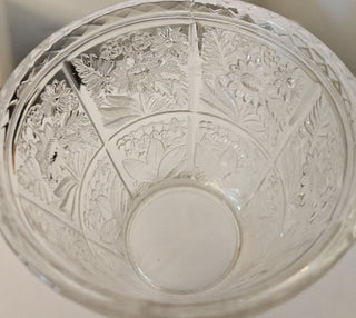 Vintage Pressed Glass Vase with Flower Pattern