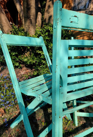 Mint green wooden folding chair 18Wx20Dx31H