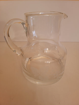 Etched glass pitcher