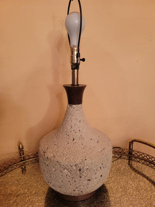 MCM cork/teak lamp 11”W x 28”H