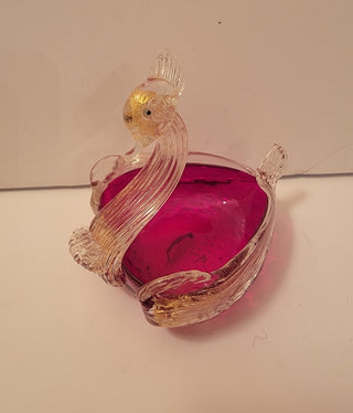 Murano Salviati glass swan salt cellar