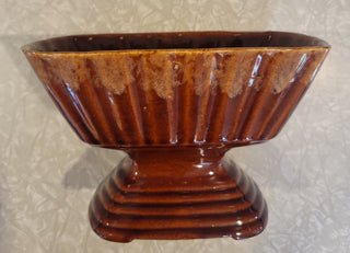 Brown drip glaze planter