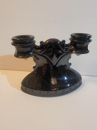 1920’s black onyx glass candleholder/Mt. Pleasant pattern