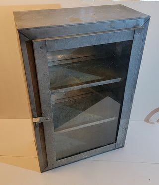 Galvanized metal glass door cabinet