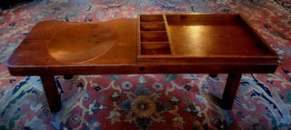 1950’s Leopold Stickley cobbler’s bench coffee table (cherry & pine) (48” x 16” x 16”)