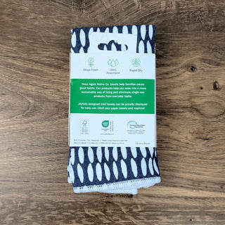 13" x 13" Eco Friendly Mighty Minis Towel Set - Beans in Navy (set of 3)