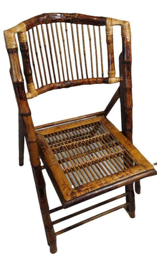 Mid-century scorched, Tortoise Shell,  Bamboo Rattan Folding Chair