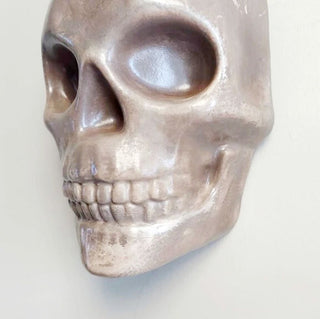 Artist Original - large human half skull wall mount life size plaster Sculpted, glow in the dark UV blacklight reactive(FIRM)