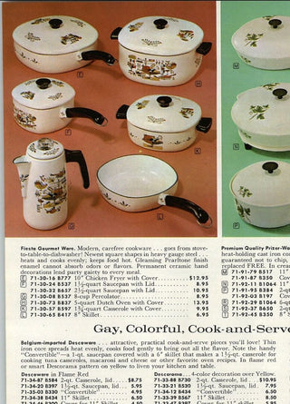 MCM atomic - FIESTA Gourmet wear Dutch Oven by The Homer Laughlin - Folk Art Enamelware Lidded Pot AS-IS