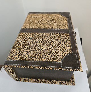 Print Box Resembling a Book, Leather-look