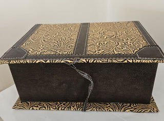 Print Box Resembling a Book, Leather-look