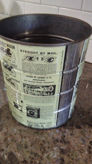 Vintg Printed collector News Print Tin Coffee Cans Empty with No Lid