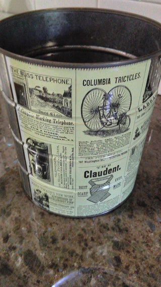 Vintg Printed collector News Print Tin Coffee Cans Empty with No Lid