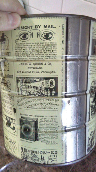 Vintg Printed collector News Print Tin Coffee Cans Empty with No Lid