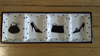 Sakura Platter Mademoiselle Shoes And Purses, Black Dots