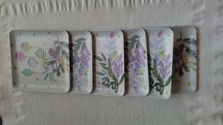 Set of 6 Cupcakes & Cashmere- Melamine- Appetizer Plates Pastel Holiday Ornaments