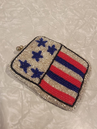 Beaded stars/stripes coin purse