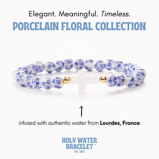 Blue & White Holy Water Porcelain Cross Bracelet