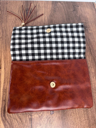 Foldover Buffalo & Brown Clutch