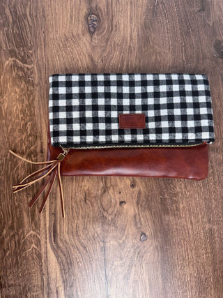 Foldover Buffalo & Brown Clutch