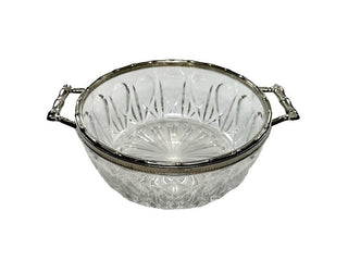 Webster Wilcox Server Salad Bowl - silverplate faux bamboo rim & handles Made in Italy