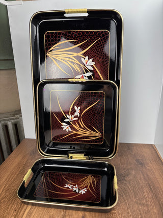 3-piece Vintage Japan Lacquer Trays