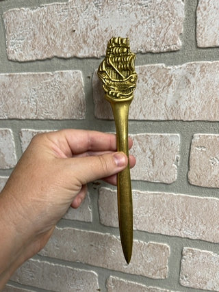 Brass clipper ship letter opener