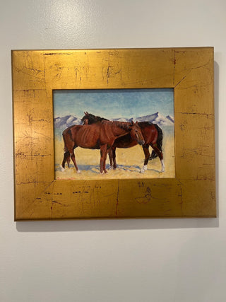 Signed Original Charley J Van Troba Oil Painting of horses "Red & Jake”