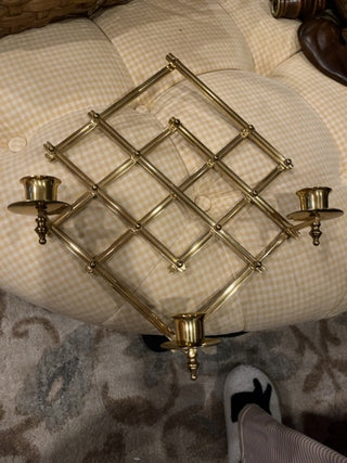Brass MCM 3candle sconce