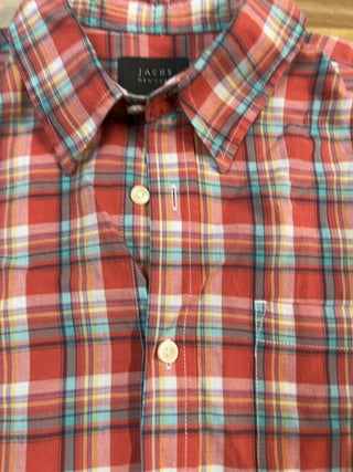 Orange plaid cotton button down