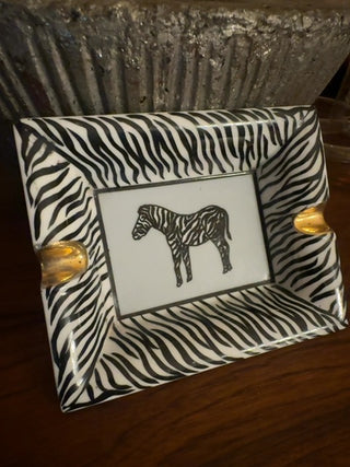Vintage, zebra porcelain ashtray/trinket dish