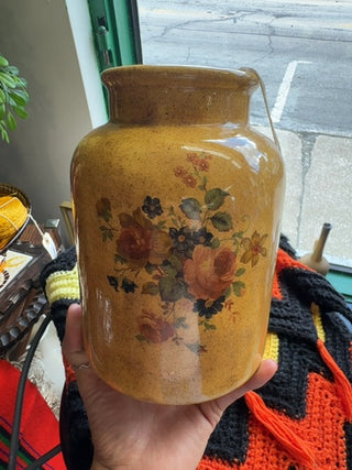 Vintage,pottery vase with flowers