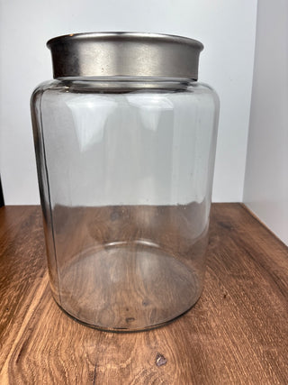 Lg Glass Canister Jar w Stainless Lid