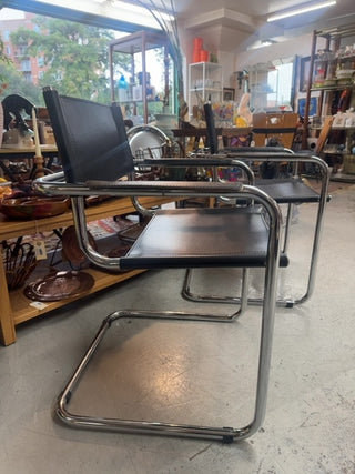 Mcm,Loewenstein/Oggo Cantilever black and chrome arm chairs ( set of 2)