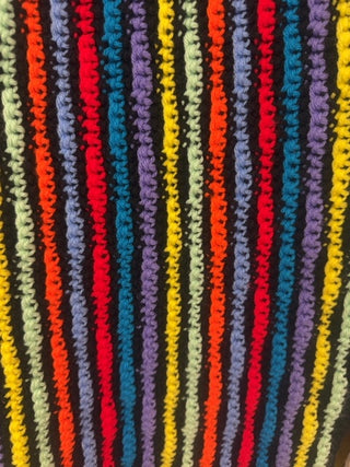 Vintage, double sided afghan/ throw blanket with fringe
